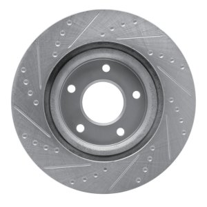 Chrysler Sebring Brake Rotor (1) - Front Right - R1 Concepts - Drilled & Slotted - Silver - `07-`25